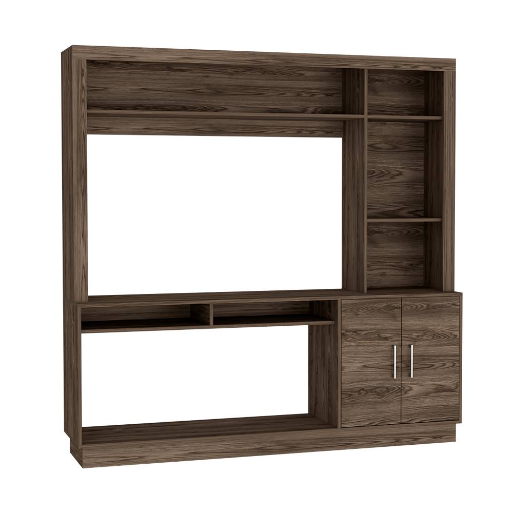 Centro de Entretenimiento Cantabria Coñac 180x180cm Para TV Hasta 55 Pulgadas con Un Cajón - Muebles para TV | Bylmo