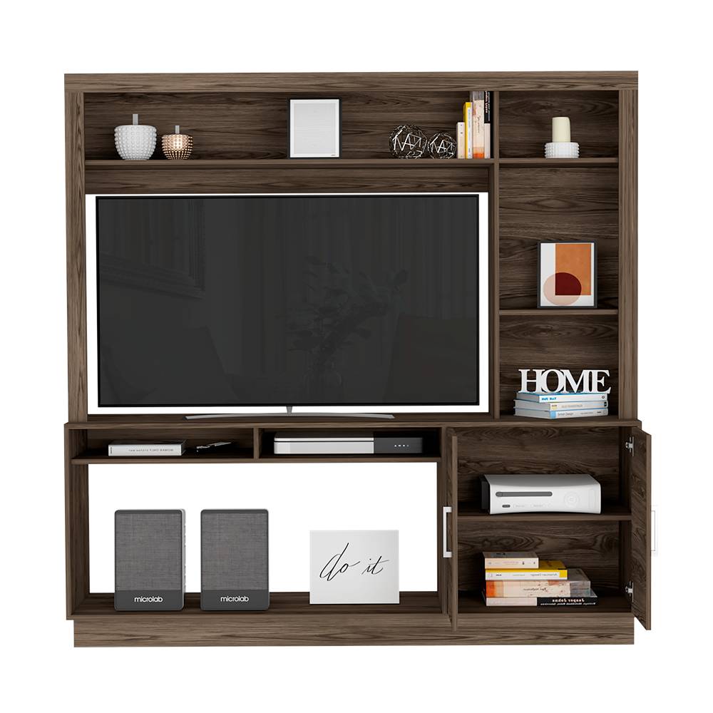 Centro de Entretenimiento Cantabria Coñac 180x180cm Para TV Hasta 55 Pulgadas con Un Cajón - Muebles para TV | Bylmo