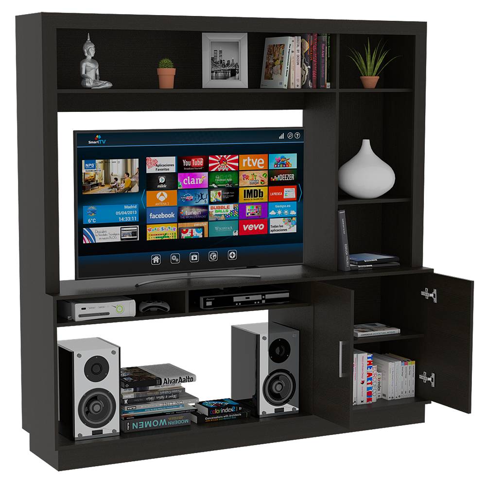 Centro de Entretenimiento Cantabria Wengue 180x180cm Para TV Hasta 55 Pulgadas con Un Cajón - Muebles para TV | Bylmo