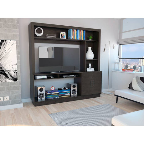 Centro de Entretenimiento Cantabria Wengue 180x180cm Para TV Hasta 55 Pulgadas con Un Cajón - Muebles para TV | Bylmo