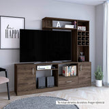 Centro de Entretenimiento kava Coñac 200x180.7cm Para TV Hasta 60 Pulgadas con Dos Cajones - Muebles para TV | Bylmo