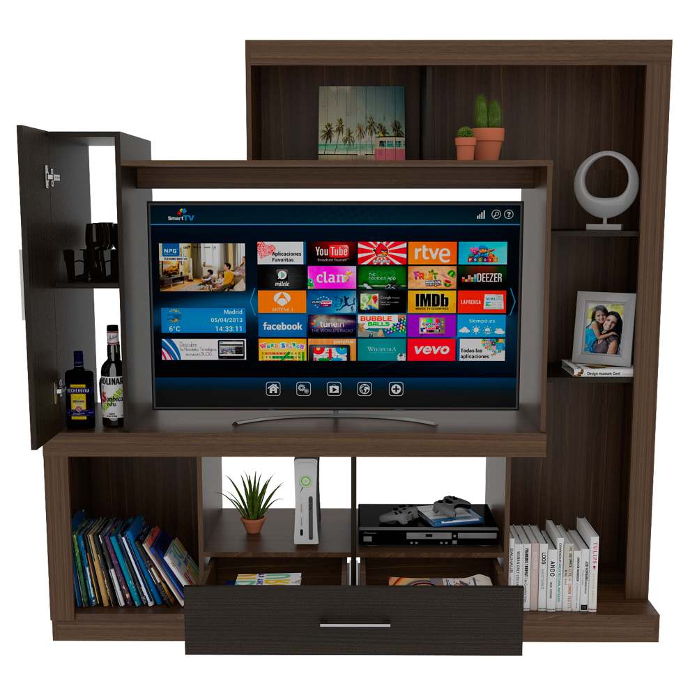 Centro de Entretenimiento Alves Amareto y Wengue 175 cm con Una Puerta y Un Cajón - Muebles para TV | Bylmo