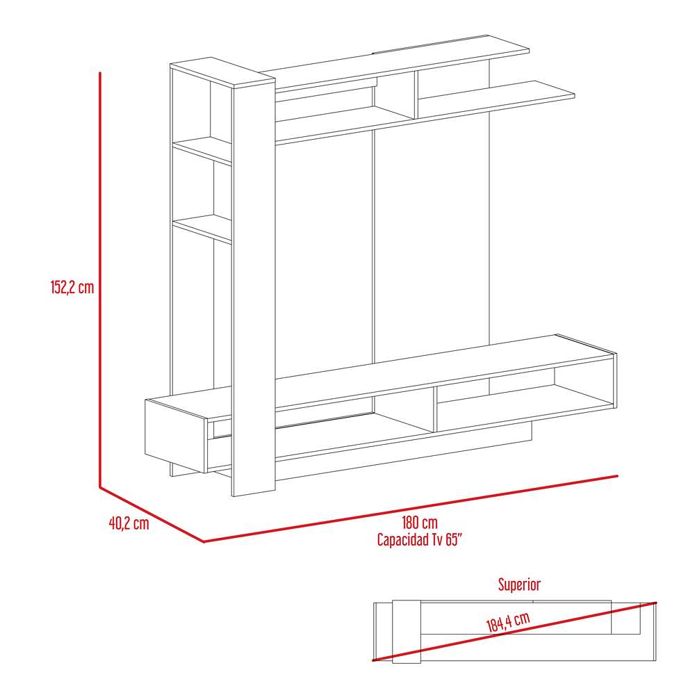 Centro de Entretenimiento Flamenco Gales 180 cm - Muebles para TV | Bylmo