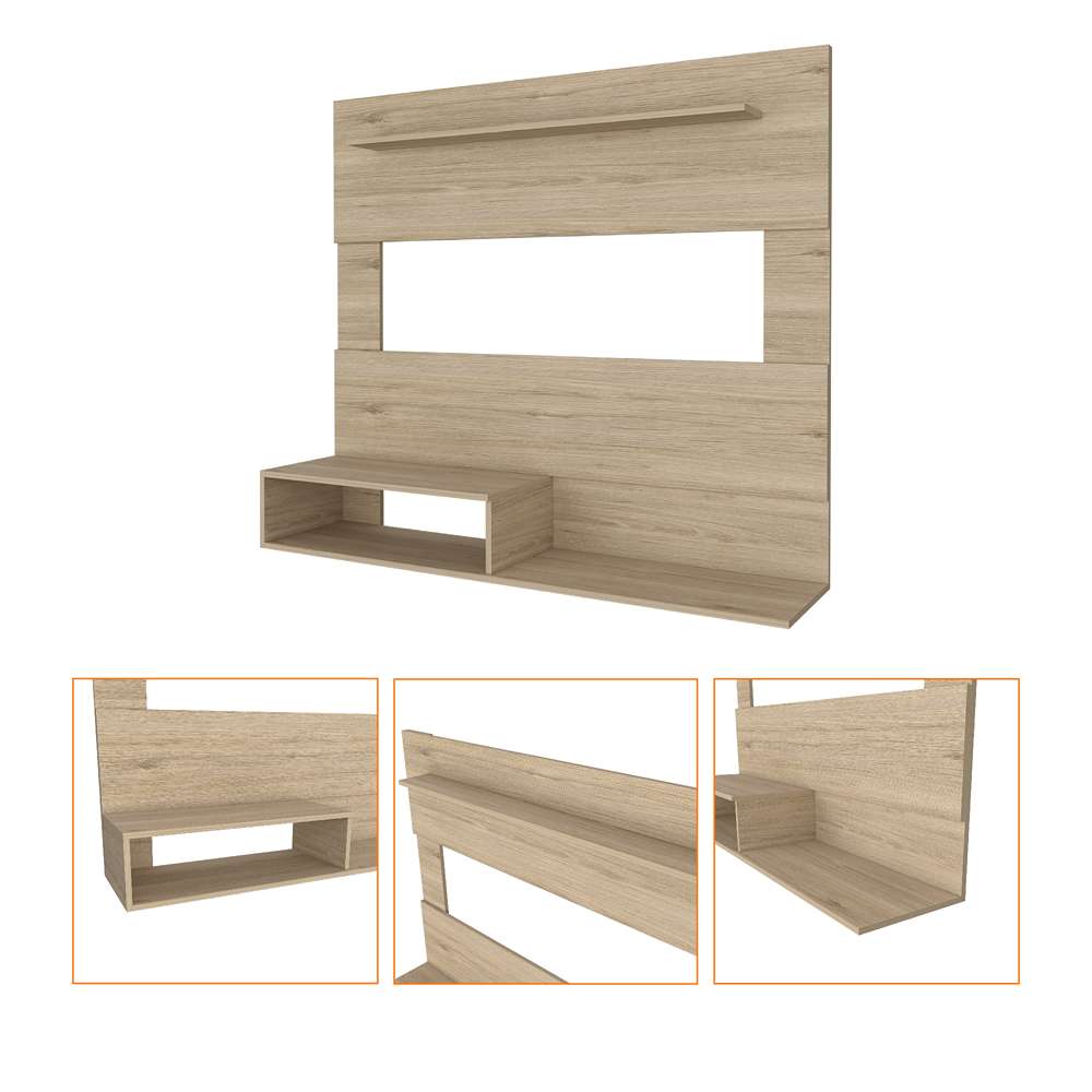 Panel de TV Beijing Rovere 140x120cm Para TV Hasta 55 Pulgadas sin Cajones - Muebles para TV | Bylmo