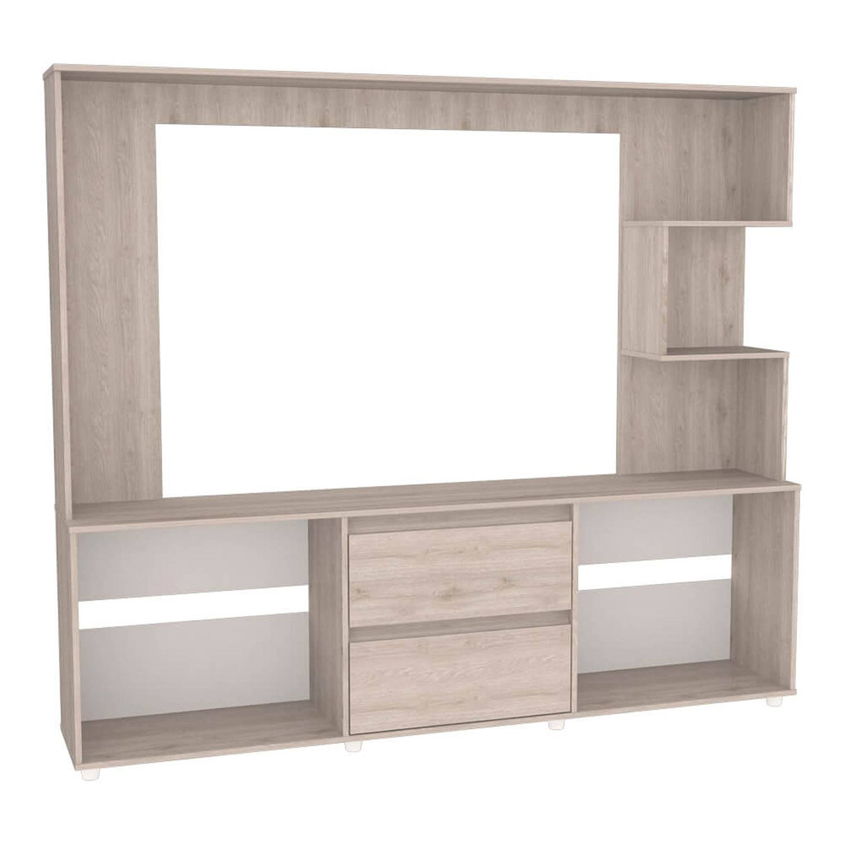 Centro de Entretenimiento Ceniza 200x173.3cm Para TV Hasta 65 Pulgadas con Dos Cajones - Muebles de TV | Bylmo