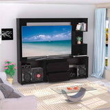 Centro de Entretenimiento Wengue 200x173.3cm Para TV Hasta 65 Pulgadas con Dos Cajones - Muebles de TV | Bylmo