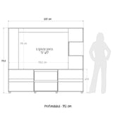 Centro de Entretenimiento Wengue 200x173.3cm Para TV Hasta 65 Pulgadas con Dos Cajones - Muebles de TV | Bylmo