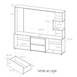Centro de Entretenimiento Wengue 200x173.3cm Para TV Hasta 65 Pulgadas con Dos Cajones - Muebles de TV | Bylmo