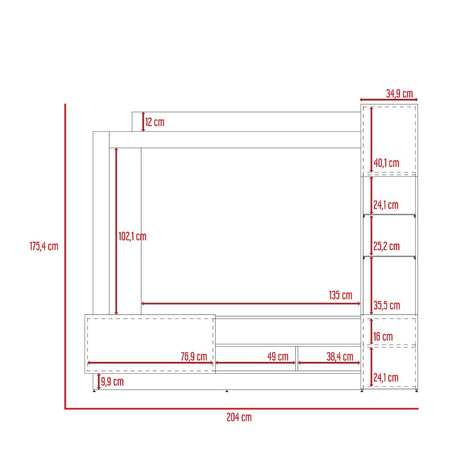 Centro de Entretenimiento Nizza Duna y Taupe 204x175.4cm para TV Hasta 65 Pulgadas y con Nueve Compartimientos - Muebles para TV | Bylmo
