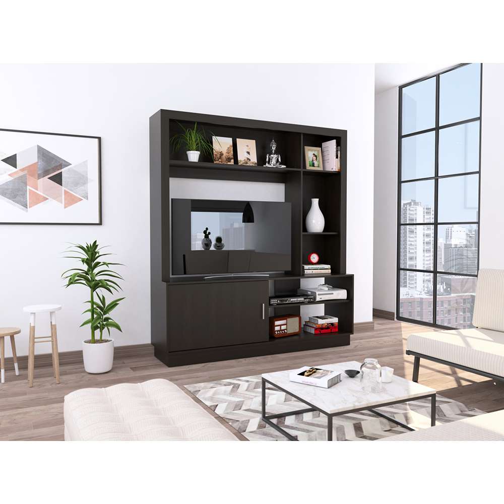 Centro de Entretenimiento Trento Wengue 160 cm con Una Puerta - Muebles para TV | Bylmo