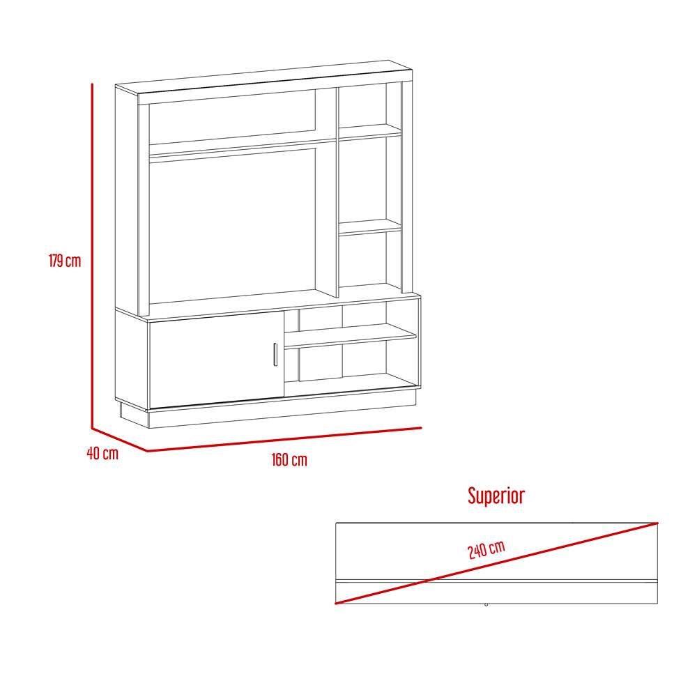 Centro de Entretenimiento Trento Wengue 160 cm con Una Puerta - Muebles para TV | Bylmo