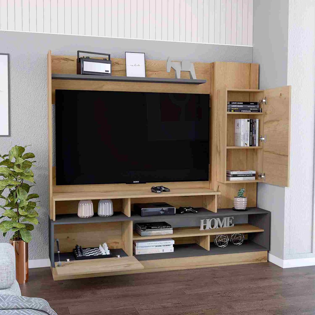 Centro de Entretenimiento Ravena Duna 180 cm con Entrepaños - Muebles de TV | Bylmo