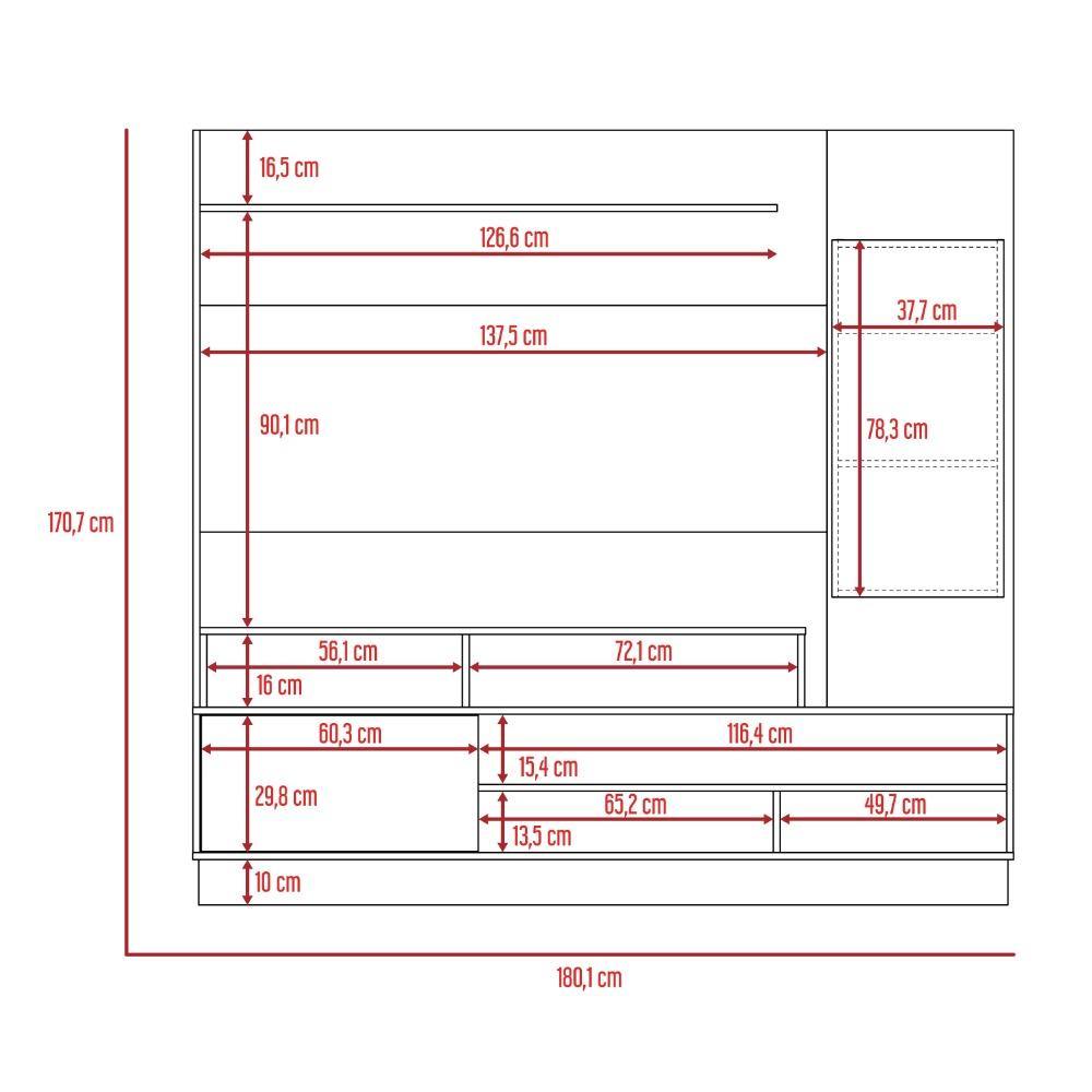 Centro de Entretenimiento Ravena Miel y Plomo 180 cm con Dos Puertas - Muebles para TV | Bylmo