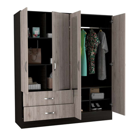 Closet Bolton Wengue 120x180.6cm con 2 Cajones con 4 Entrepaños con Espejo - Closets | Bylmo