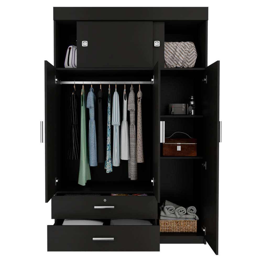 Closet Alma Wengue 120 cm con Cinco Puertas y Dos Cajones - Closets | Bylmo