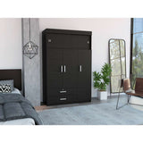 Closet Alma Wengue 120 cm con Cinco Puertas y Dos Cajones - Closets | Bylmo