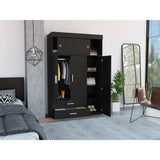 Closet Alma Wengue 120 cm con Cinco Puertas y Dos Cajones - Closets | Bylmo