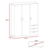Closet Arizona Coñac 140 cm con Tres Puertas y Tres Cajones - Closets | Bylmo