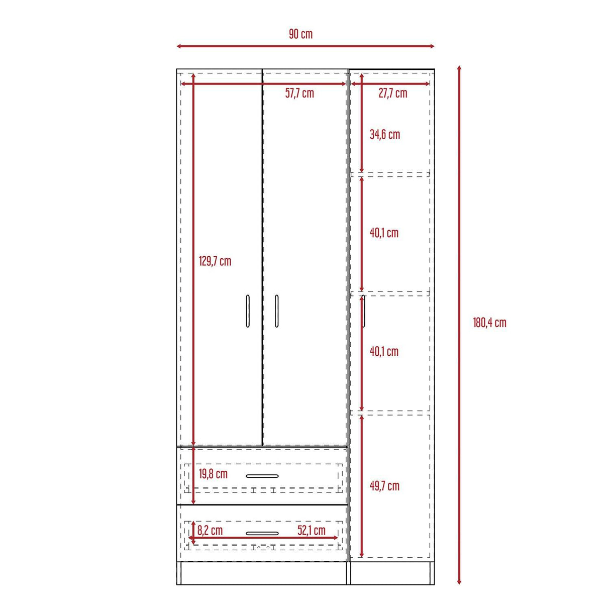 Closet Aural Wengue 90 cm con Entrepaños y Colgadero - Closets | Bylmo