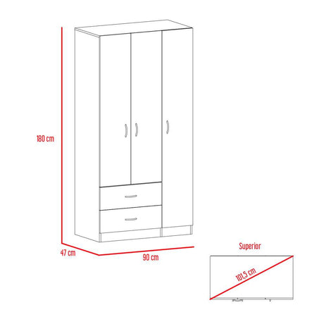 Closet Austral Coñac 90x180cm con 2 Cajones con 3 Entrepaños - Closets | Bylmo