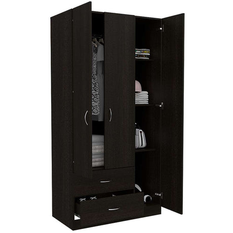 Closet Austral Wengue 90x180cm con 2 Cajones con 3 Entrepaños - Closets | Bylmo