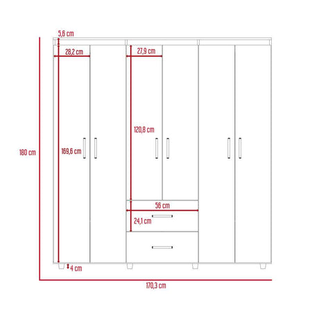 Closet Bariloche Macadamia 170x180cm con 2 Cajones con 4 Entrepaños - Closets | Bylmo