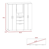 Closet Belton Blanco 160 cm con Dos Cajones, Seis Puertas, Colgadero de Ropa y Espejo - Closets | Bylmo