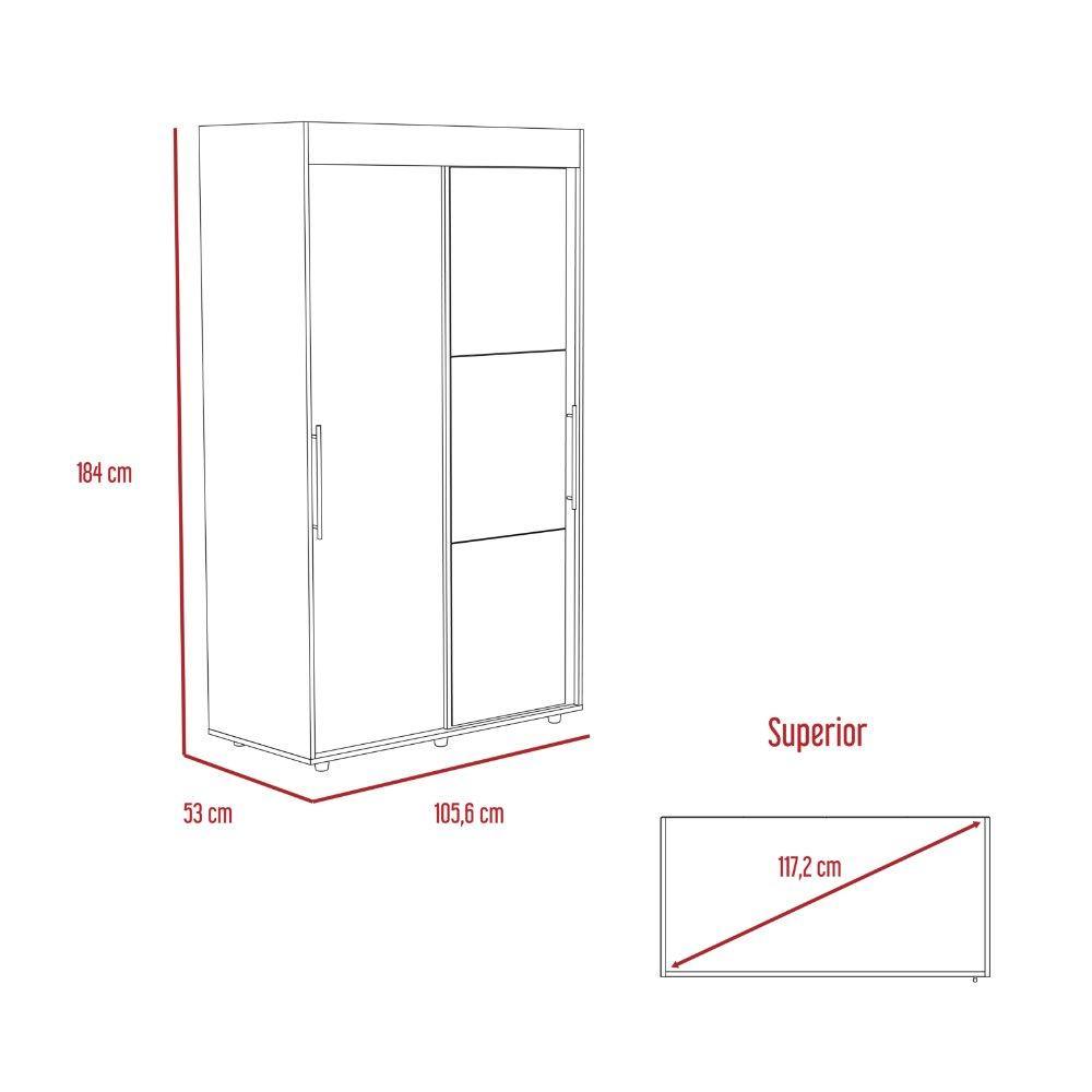 Closet Bennet Wengue 105 cm con Espejo y Dos Puertas - Closets | Bylmo