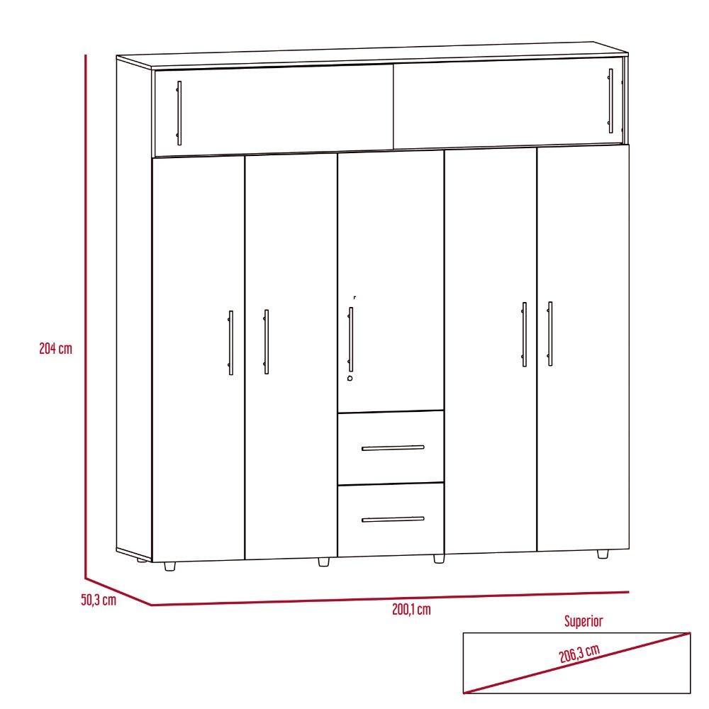 Closet Bigaf Duna 200 cm con Siete Puertas y Tres Cajones - Closets | Bylmo