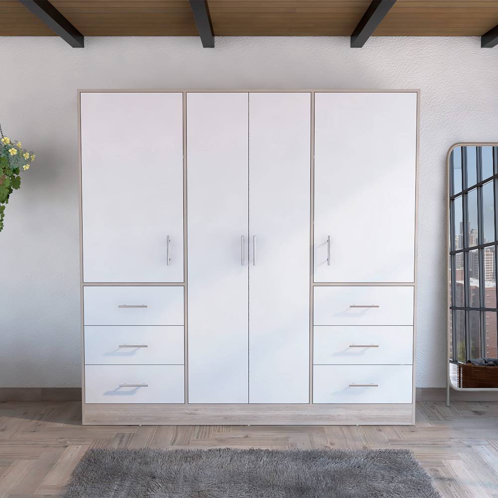 Closet Cooder Ceniza 180 cm con Cuatro Puertas y Seis Cajones - Closets | Bylmo