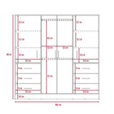 Closet Cooder Ceniza 180 cm con Cuatro Puertas y Seis Cajones - Closets | Bylmo
