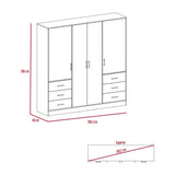 Closet Cooder Ceniza 200 cm con Cuatro Puertas y Seis Cajones - Closets | Bylmo