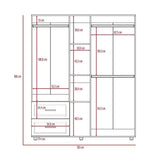 Closet Delta Ceniza 150 cm con Cinco Puertas y Dos Cajones - Closets | Bylmo