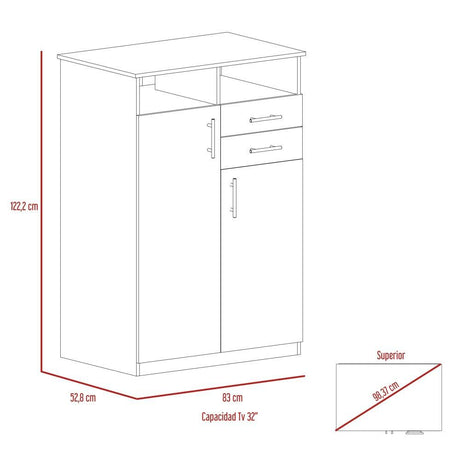Closet Eco Wengue 83x122.2cm con 2 Cajones con 2 Entrepaños con Espacio para TV - Muebles para TV | Bylmo