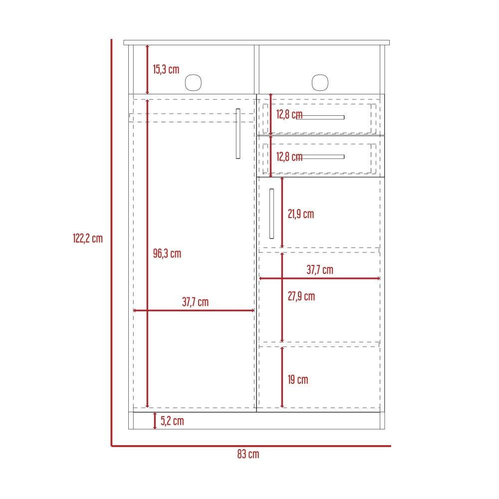 Closet Eco Wengue 83x122.2cm con 2 Cajones con 2 Entrepaños con Espacio para TV - Muebles para TV | Bylmo