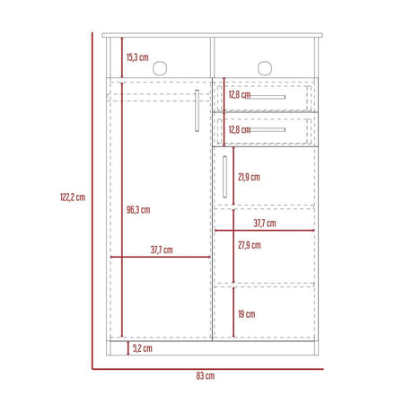 Closet Eco Wengue 83x122.2cm con 2 Cajones con 2 Entrepaños con Espacio para TV - Muebles para TV | Bylmo