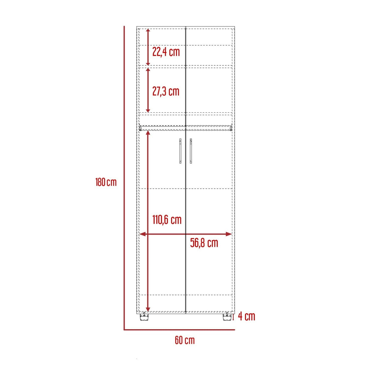 Closet Eter Blanco 60 cm con Dos Puertas, Entrepaños y Colgadero - Closets | Bylmo