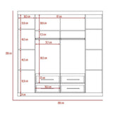 Closet Fira Wengue 200 cm con Cuatro Puertas y Cuatro Cajones - Closets | Bylmo