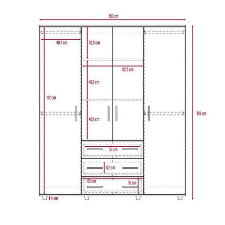 Closet Milan y Blanco 150x179cm con 6 Cajones con 2 Entrepaños - Closets | Bylmo