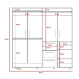 Combo Closet y Silla Bar Harlem Duna 180 cm con Cuatro Puertas y Tres Cajones - Closets | Bylmo