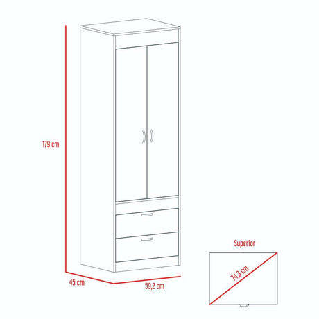 Closet Lisboa Wengue 59.2x179cm con 2 Cajones sin Entrepaños - Closets | Bylmo