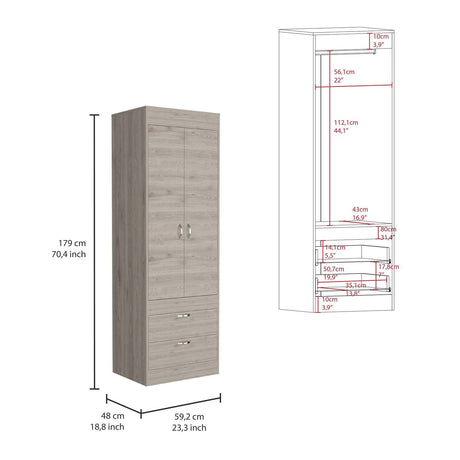 Closet Lisboa Ceniza 59x179cm con 2 Cajones sin Entrepaños - Closets | Bylmo