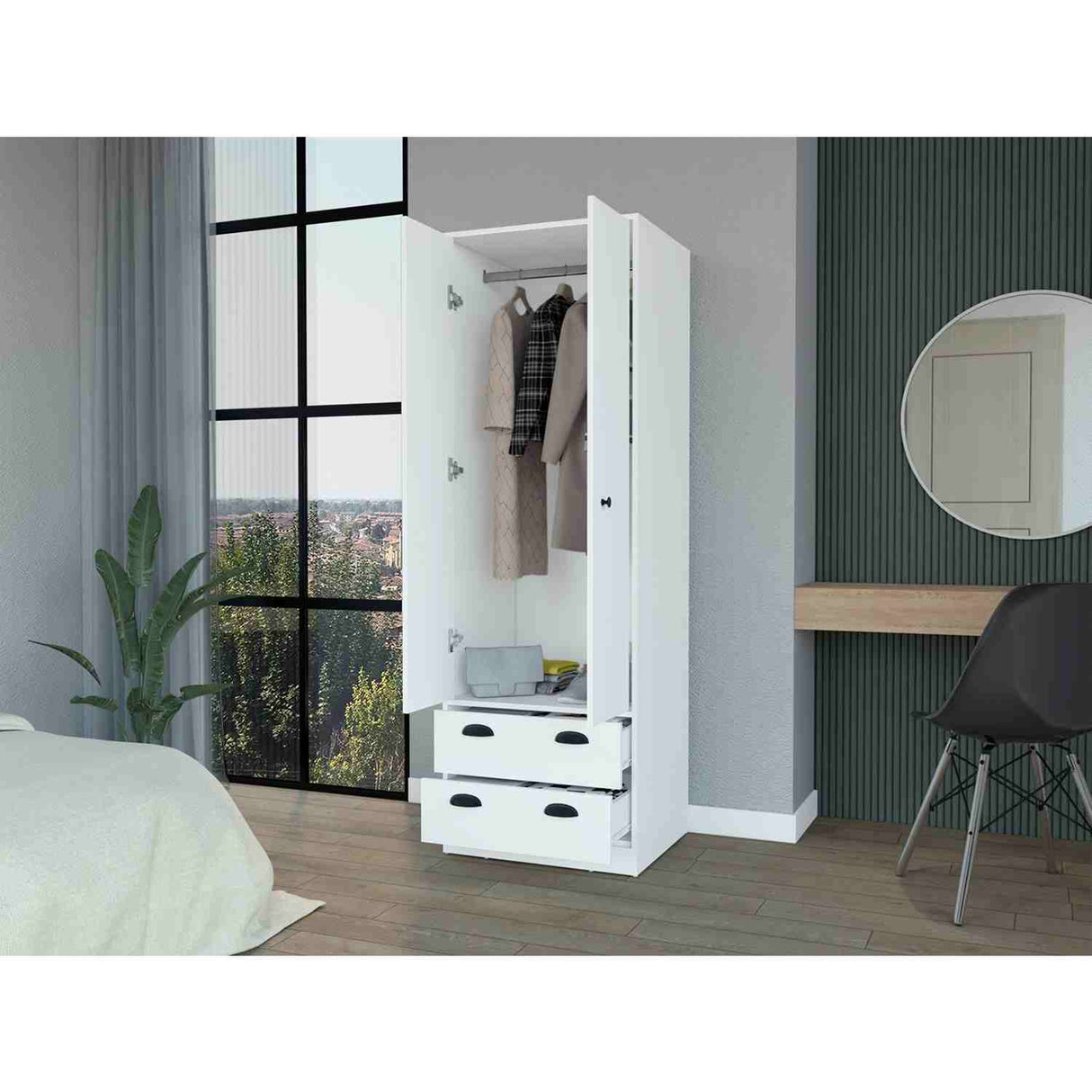 Closet Blanco 59x179cm con 2 Cajones sin Entrepaños - Closets | Bylmo