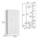 Closet Luna Blanco 90 cm con Tres Puertas y Dos Cajones - Closets | Bylmo