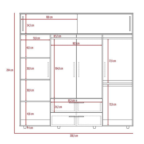 Closet Luque Wengue 200x204cm con 3 Cajones con 3 Entrepaños - Closets | Bylmo