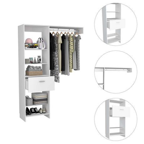 Closet Manchester Blanco 150x210cm con 1 Cajones con 3 Entrepaños - Closets | Bylmo