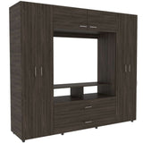 Closet Manila Coñac 198.4x179.9cm con 2 Cajones con 3 Entrepaños con Espacio para TV - Closets | Bylmo