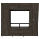 Closet Manila Coñac 198.4x179.9cm con 2 Cajones con 3 Entrepaños con Espacio para TV - Closets | Bylmo