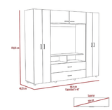 Closet Manila Coñac 198.4x179.9cm con 2 Cajones con 3 Entrepaños con Espacio para TV - Closets | Bylmo