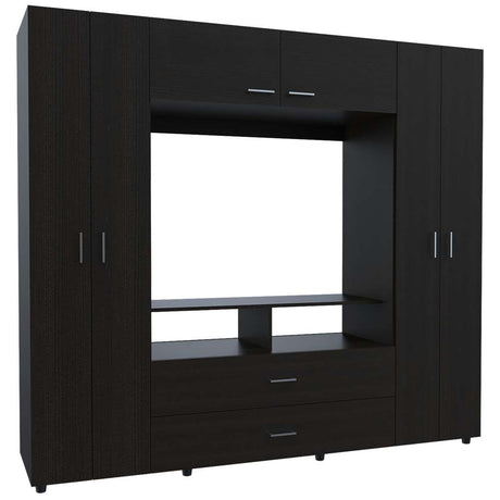 Closet Manila Wengue 198.4x179.9cm con 2 Cajones con 3 Entrepaños con Espacio para TV - Closets | Bylmo